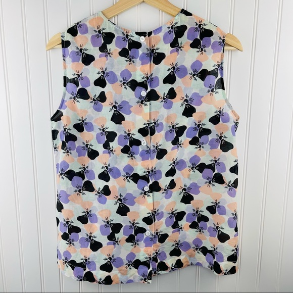 Equipment Femme Raegan Button Back Silk Blend Top Purple Coral Floral Small - Picture 5 of 10